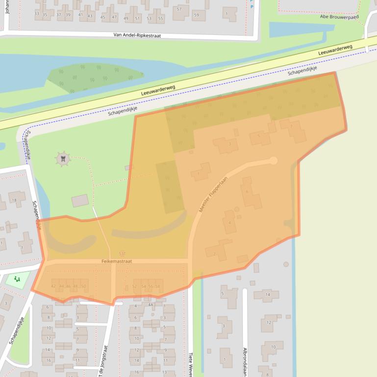 Kaart van postcodegebied 8801BN.