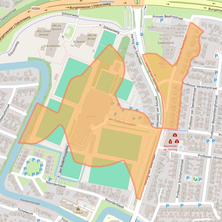 Kaart van postcodegebied 8801ET.