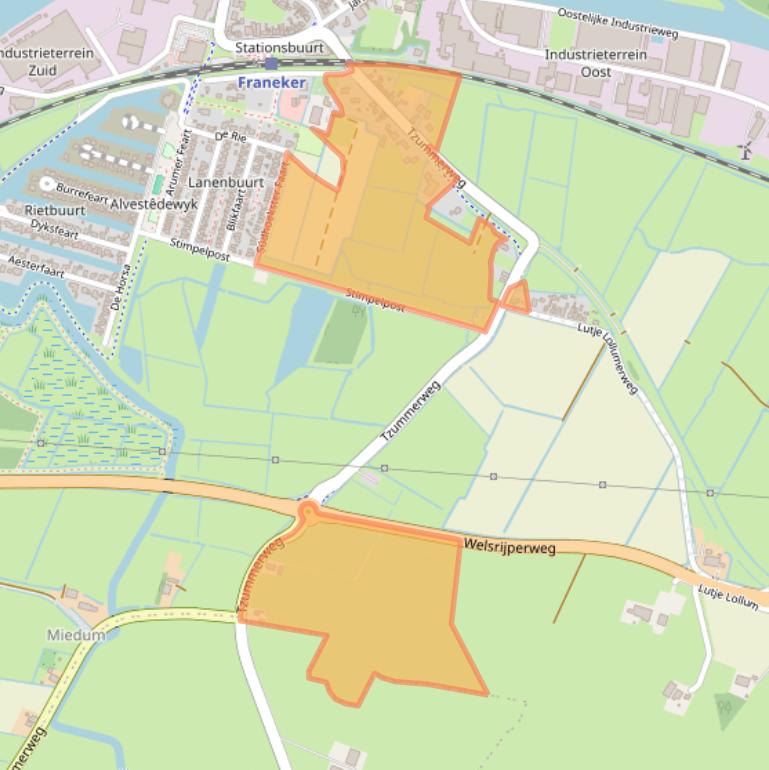 Kaart van postcodegebied 8801JN.