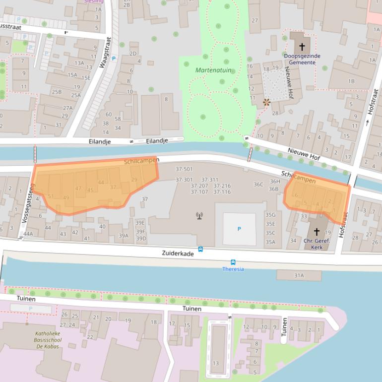 Kaart van postcodegebied 8801ME.