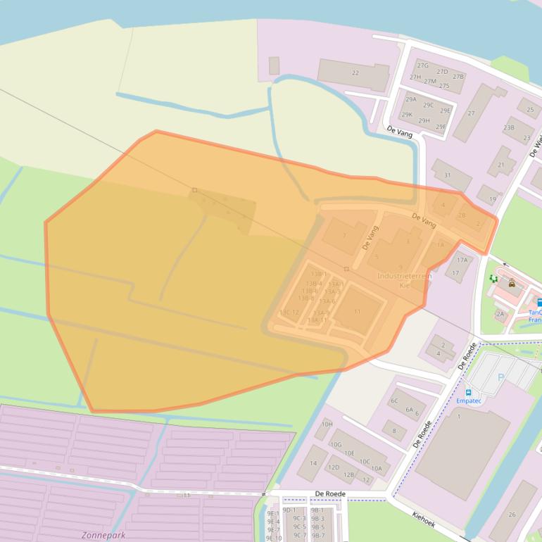 Kaart van postcodegebied 8801RB.