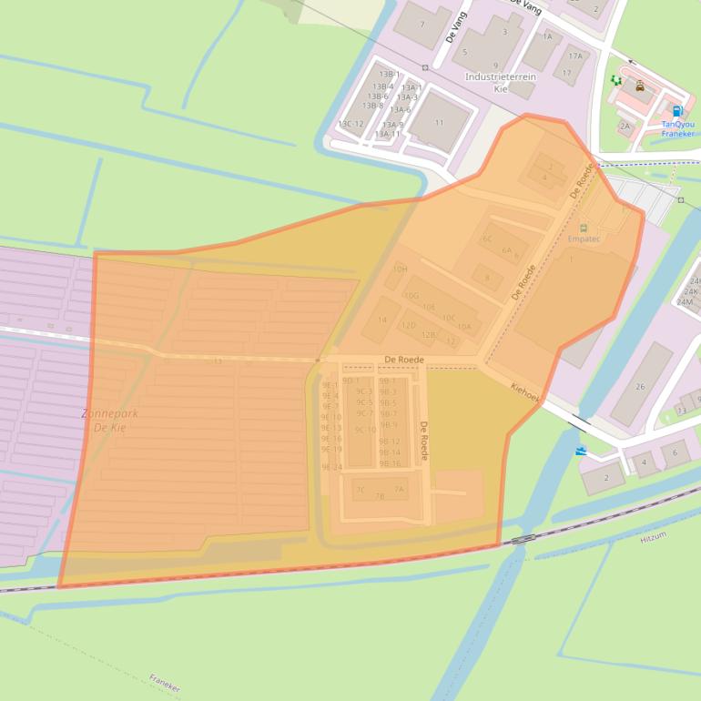 Kaart van postcodegebied 8801RC.