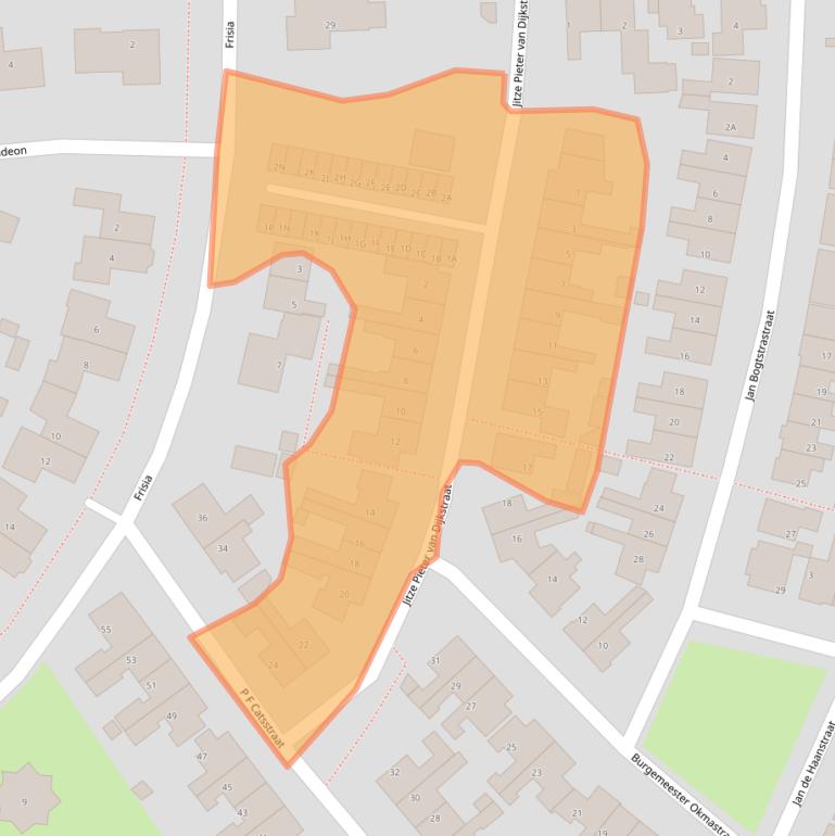 Kaart van postcodegebied 8801TZ.