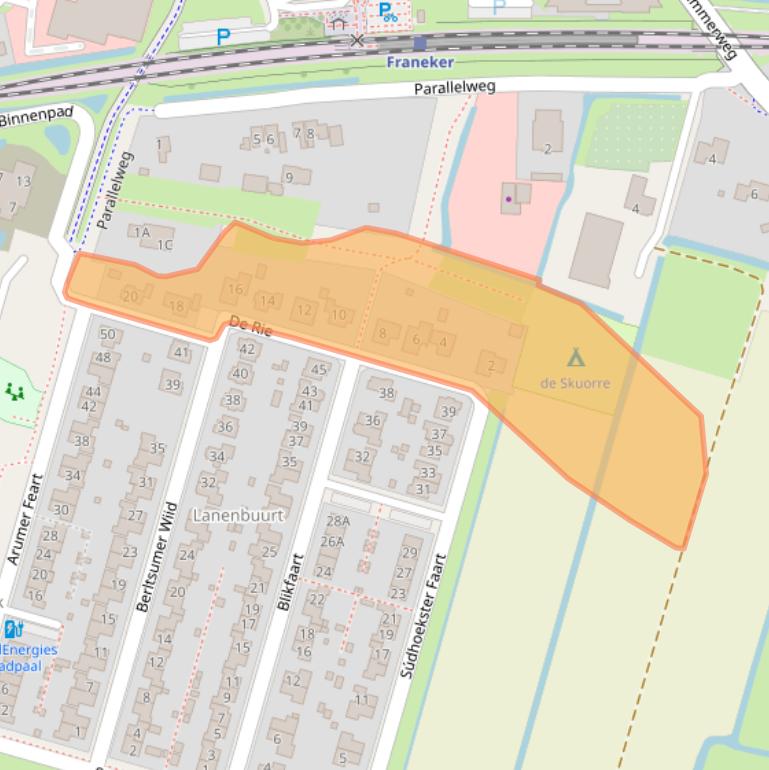 Kaart van postcodegebied 8801XE.