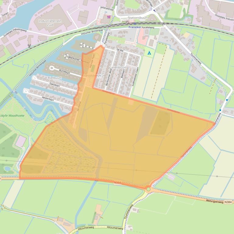 Kaart van postcodegebied 8801ZH.