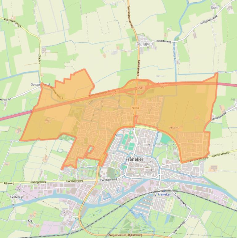 Kaart van postcodegebied 8802.