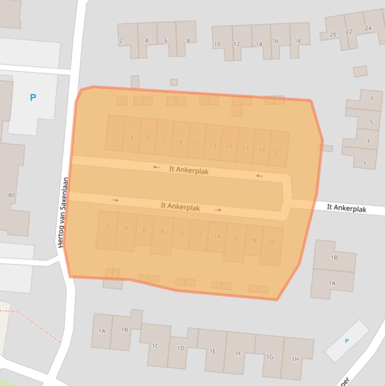 Kaart van postcodegebied 8802CS.