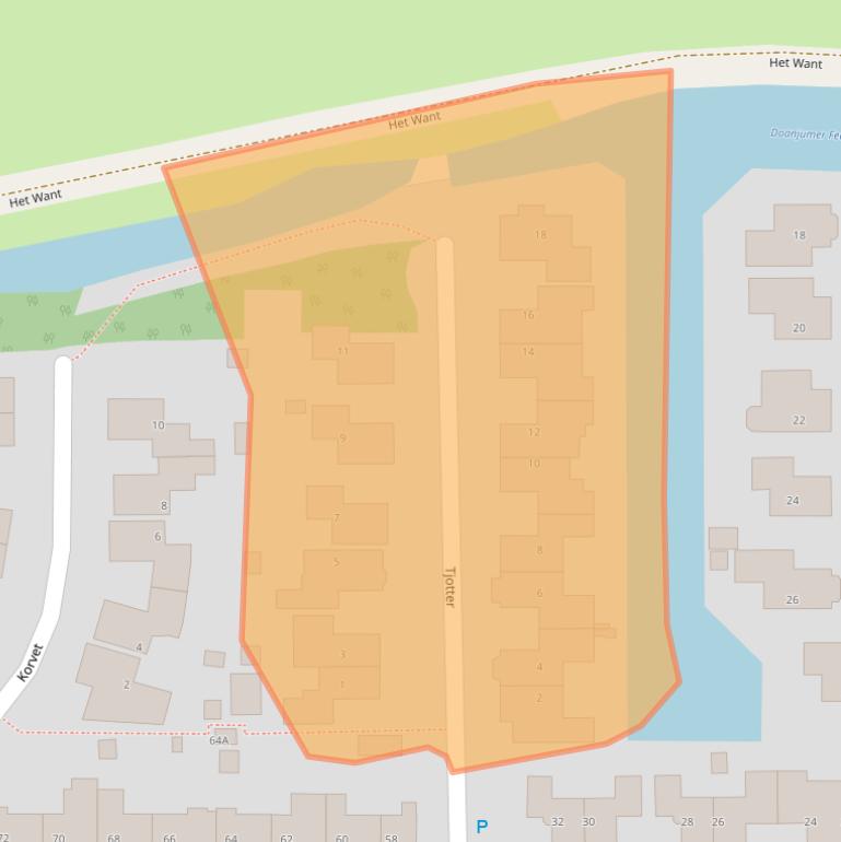 Kaart van postcodegebied 8802LB.