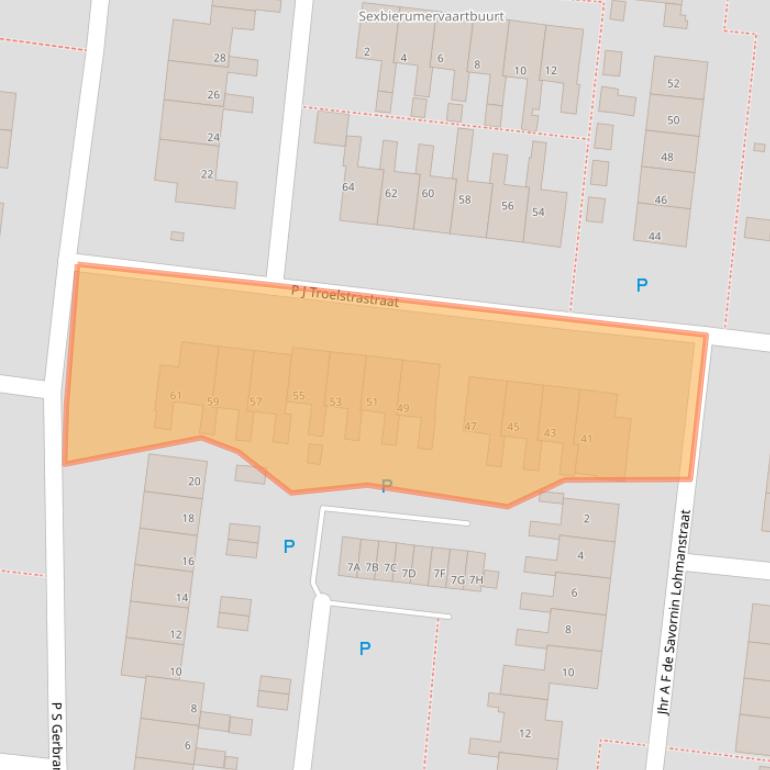 Kaart van postcodegebied 8802RP.