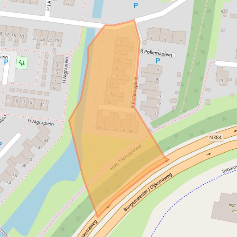 Kaart van postcodegebied 8802RS.