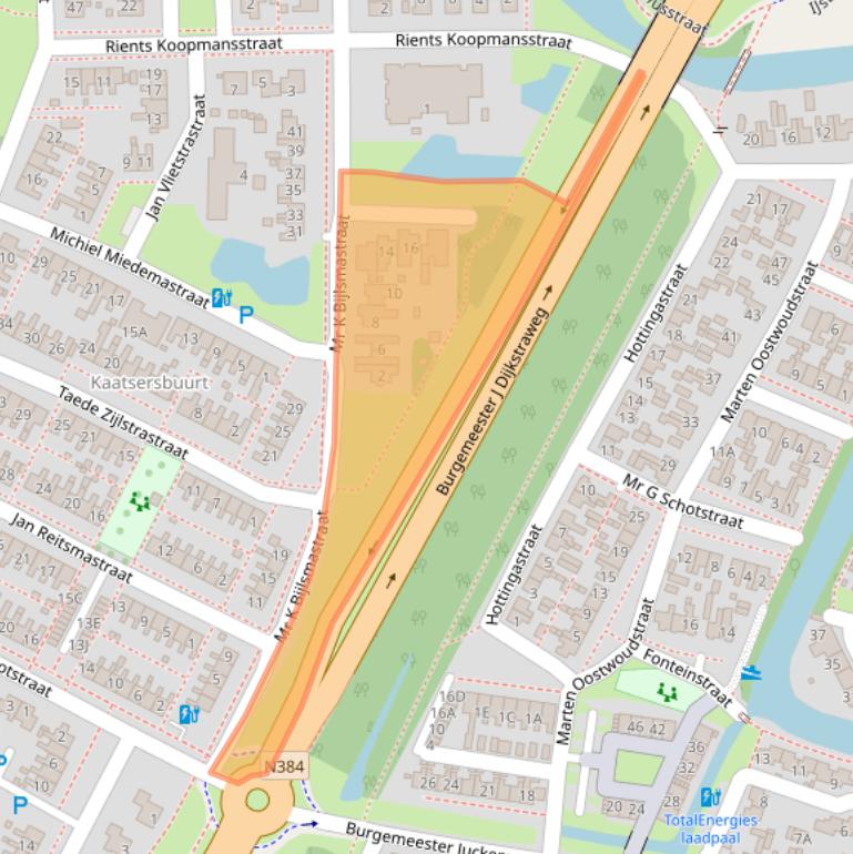 Kaart van postcodegebied 8802TS.