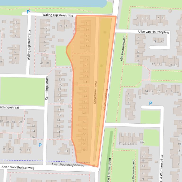 Kaart van postcodegebied 8802XE.