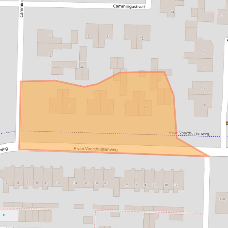 Kaart van postcodegebied 8802ZC.