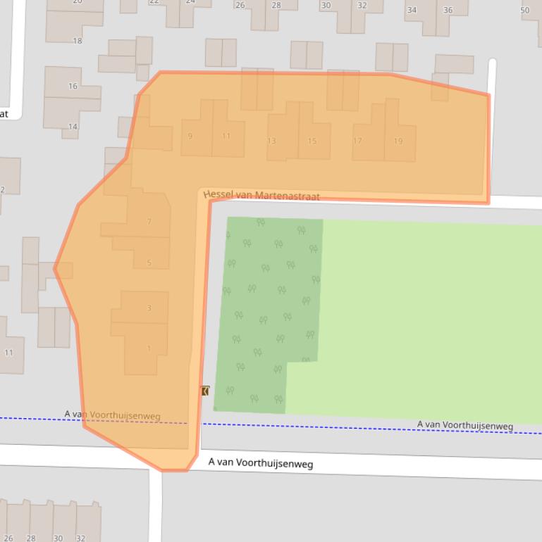 Kaart van postcodegebied 8802ZE.