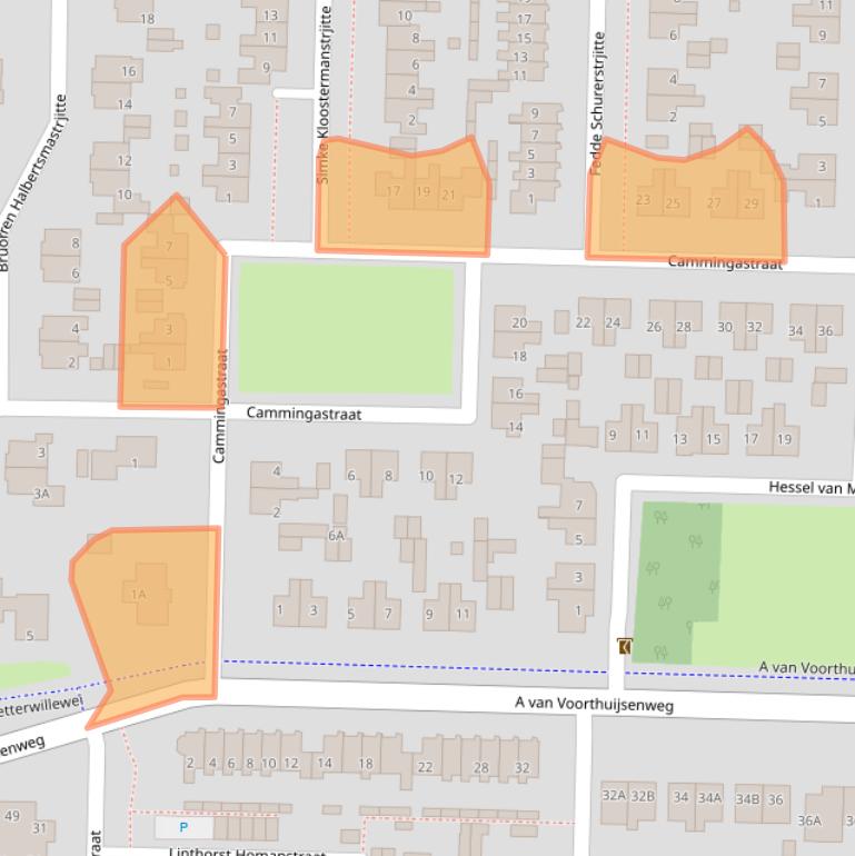 Kaart van postcodegebied 8802ZH.