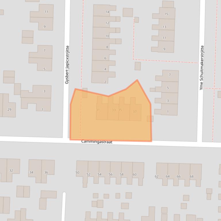 Kaart van postcodegebied 8802ZJ.