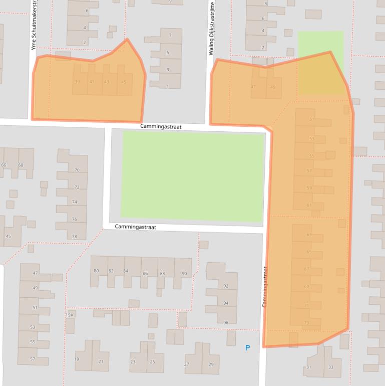 Kaart van postcodegebied 8802ZK.