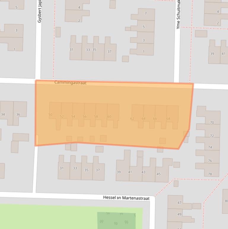 Kaart van postcodegebied 8802ZM.