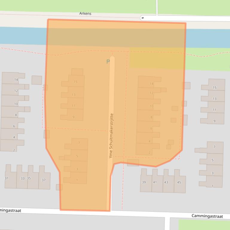 Kaart van postcodegebied 8802ZR.