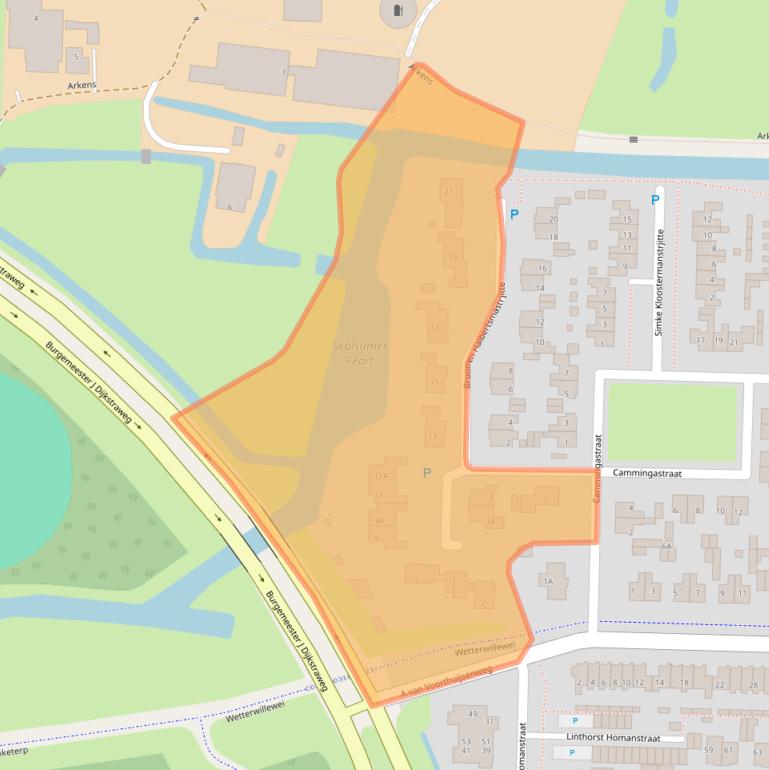 Kaart van postcodegebied 8802ZW.