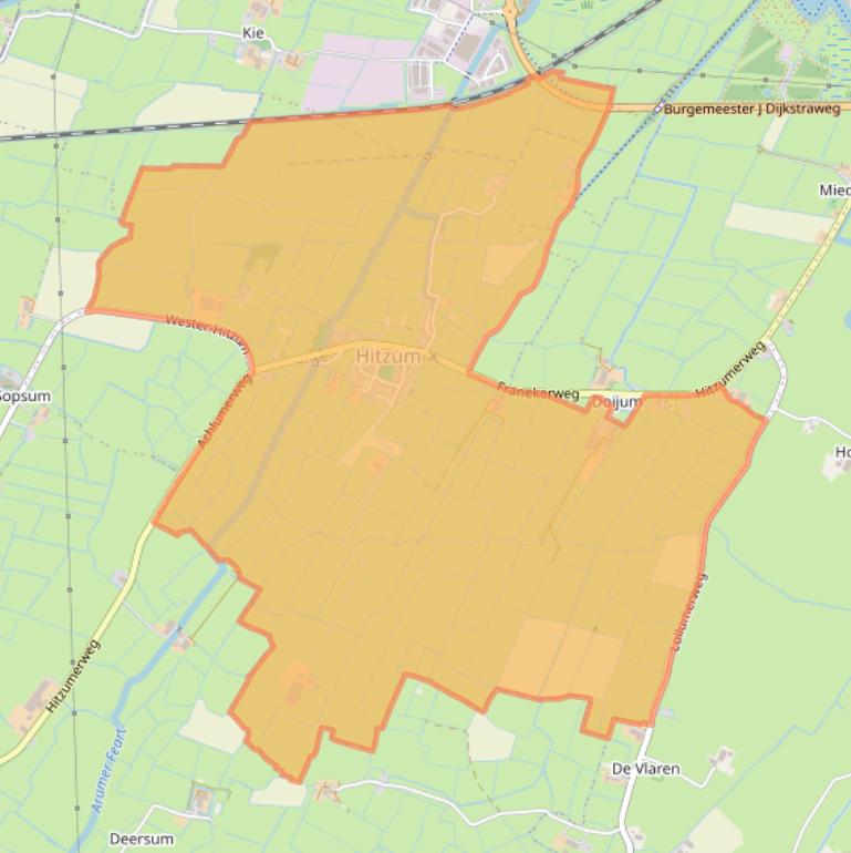 Kaart van postcodegebied 8805.