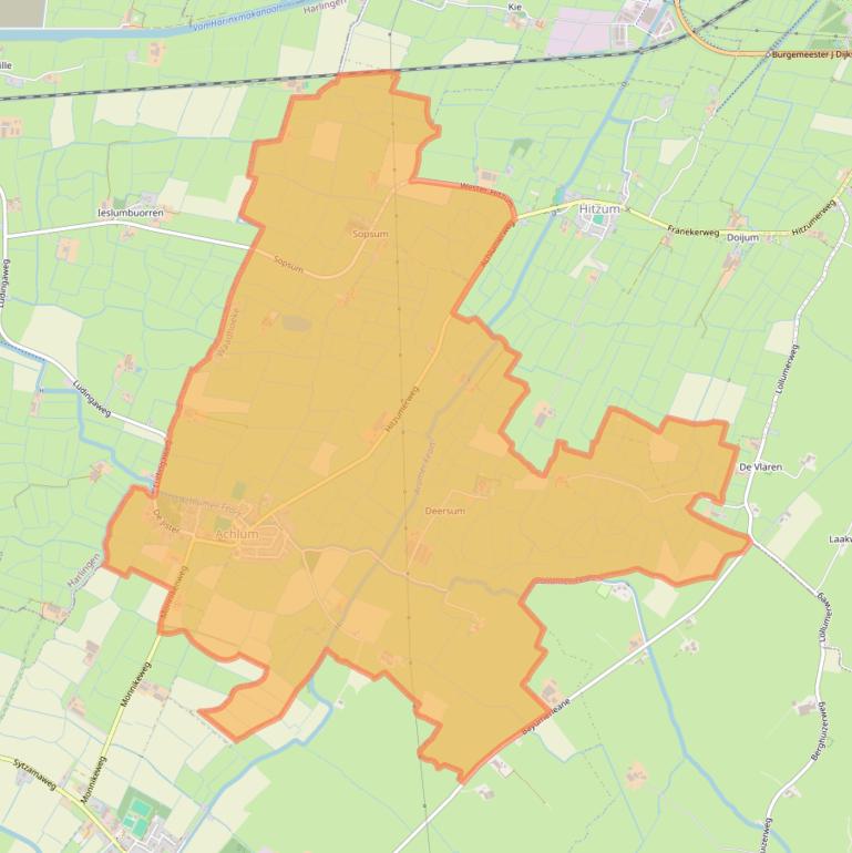 Kaartafbeelding, ingezoomd op postcodegebied 8806.
