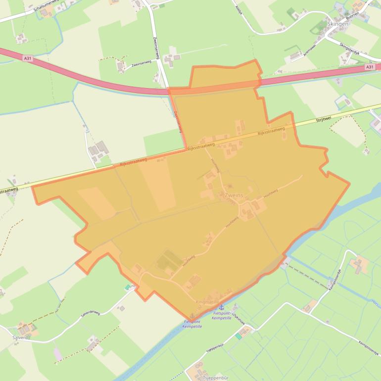 Kaart van postcodegebied 8814.