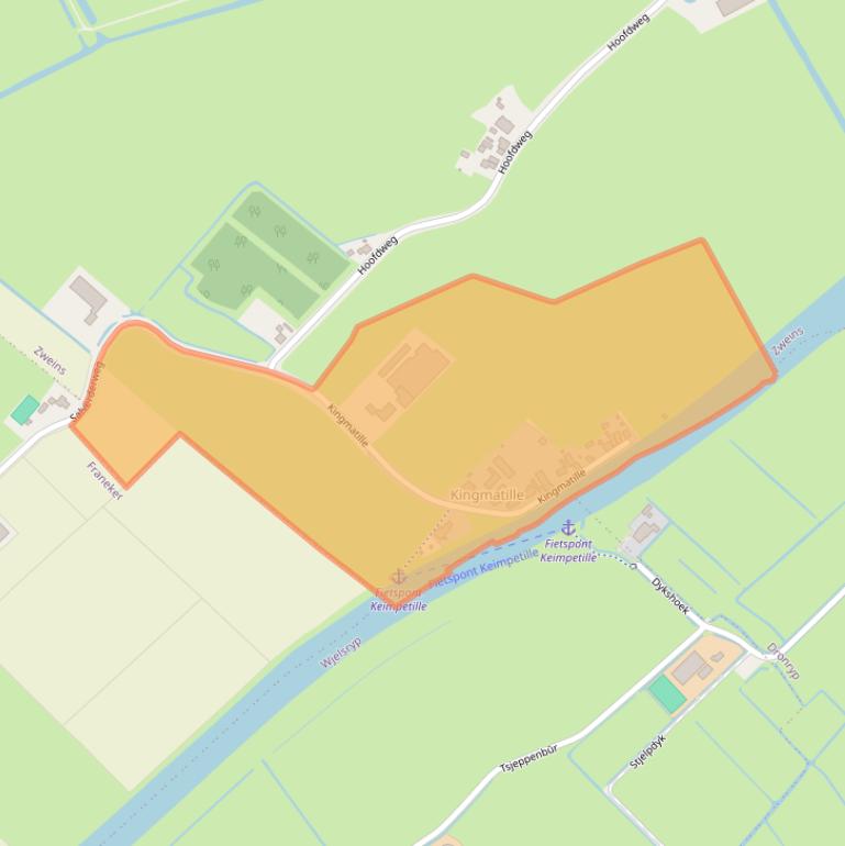 Kaart van postcodegebied 8814JX.