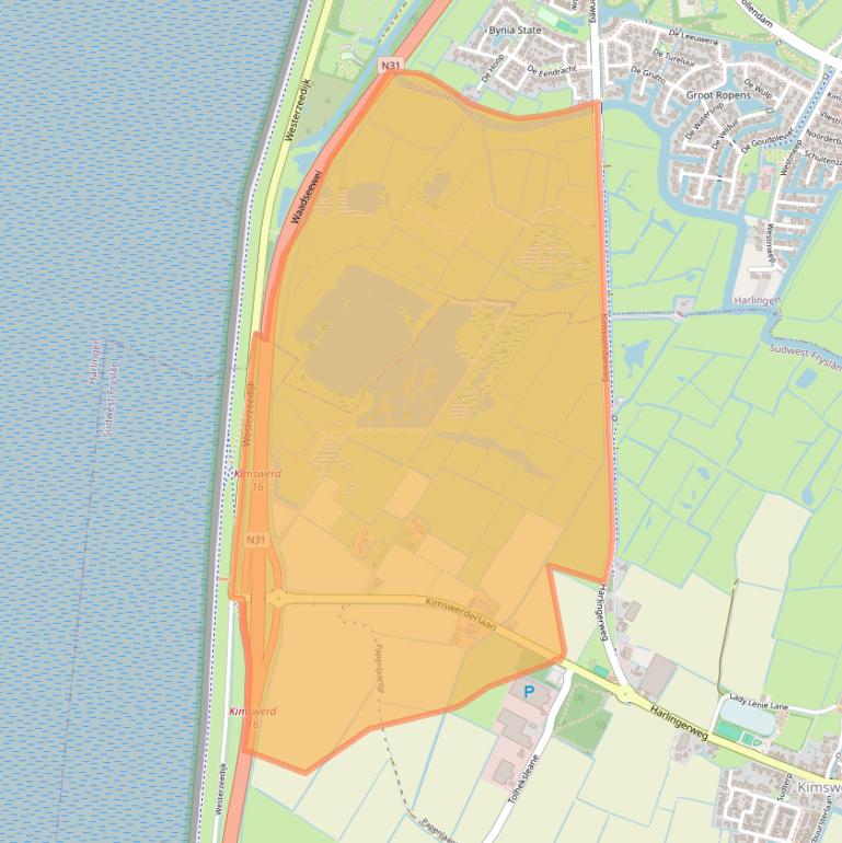 Kaart van postcodegebied 8821LB.