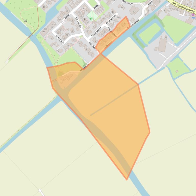 Kaart van postcodegebied 8822VK.