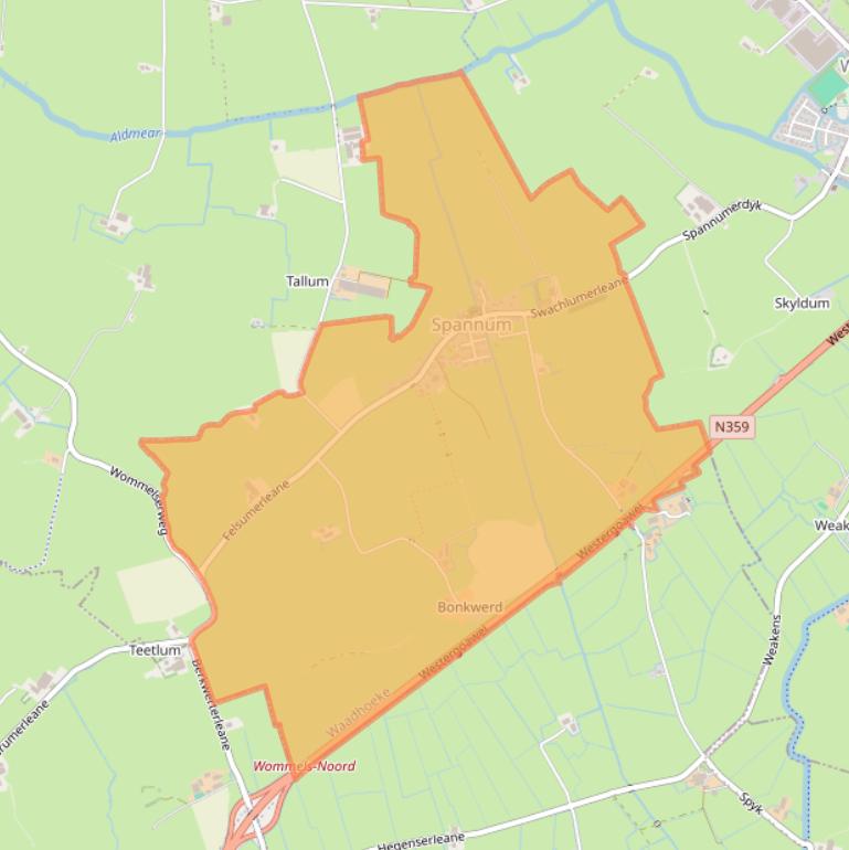 Kaart van postcodegebied 8843.