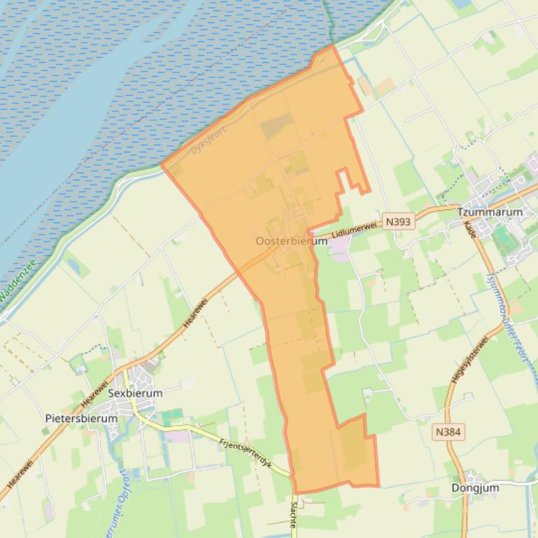 Kaartafbeelding, ingezoomd op postcodegebied 8854.