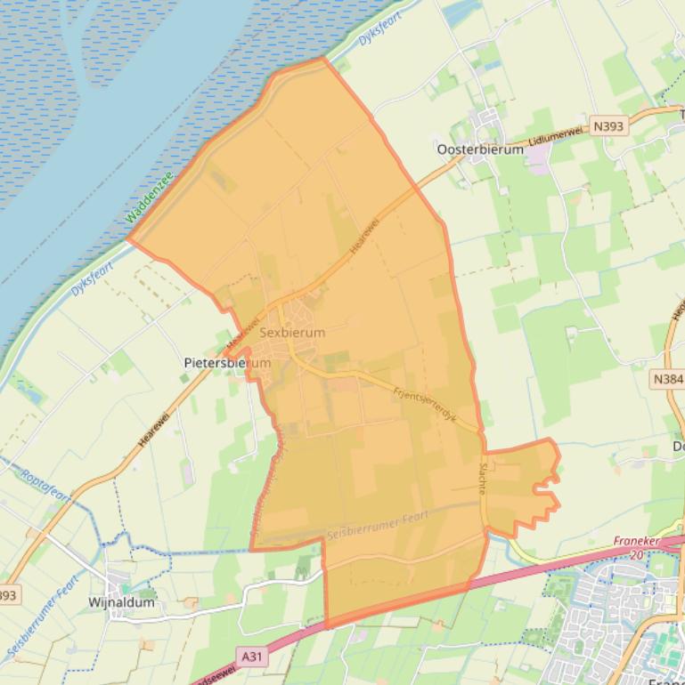 Kaart van postcodegebied 8855.