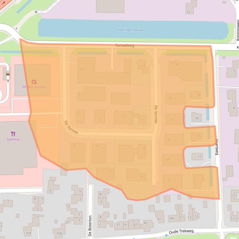Kaart van postcodegebied 8861KB.