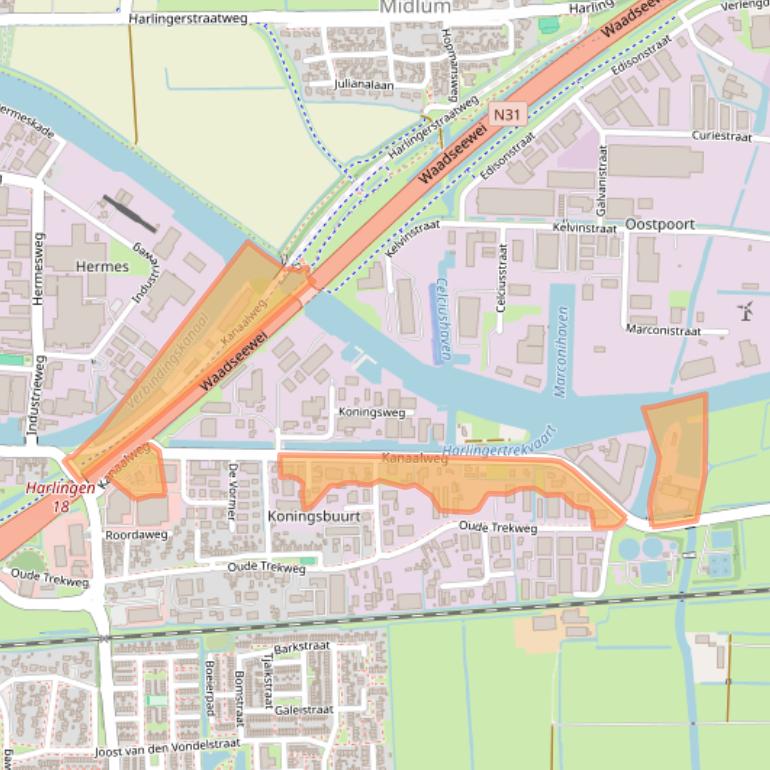 Kaart van postcodegebied 8861KJ.