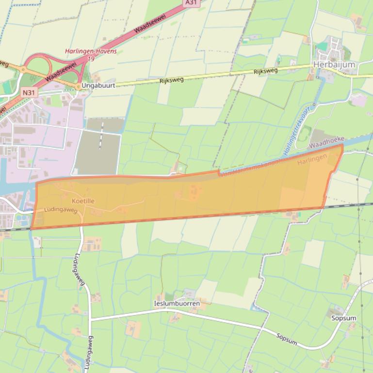 Kaart van postcodegebied 8861KP.