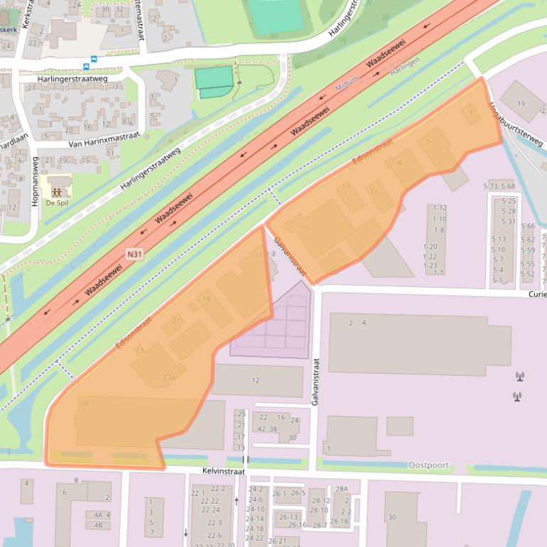 Kaart van postcodegebied 8861NA.