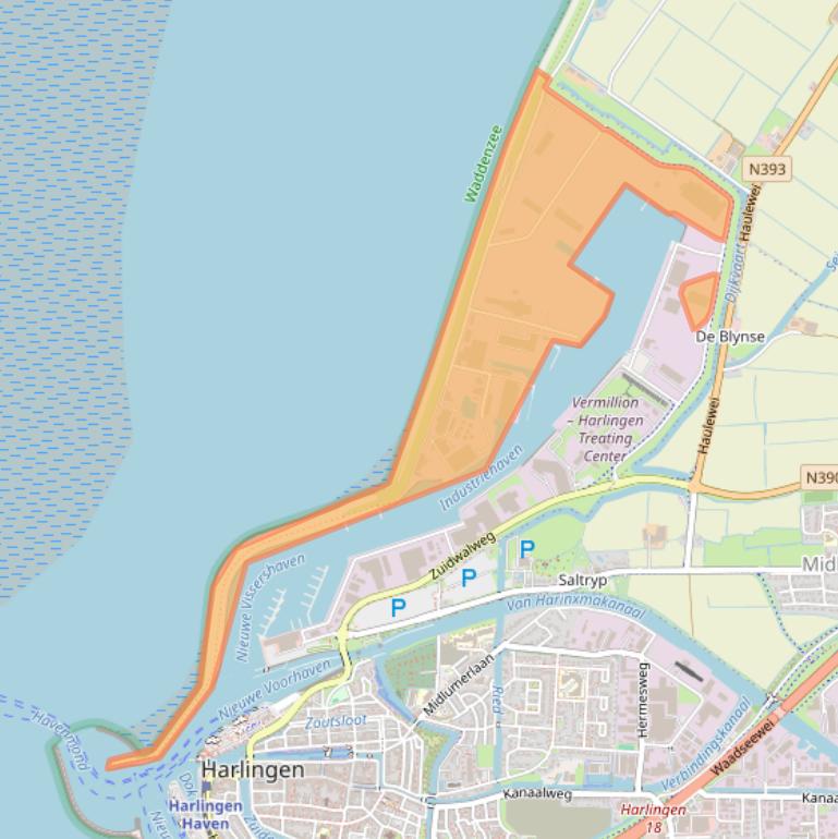 Kaart van postcodegebied 8861NW.