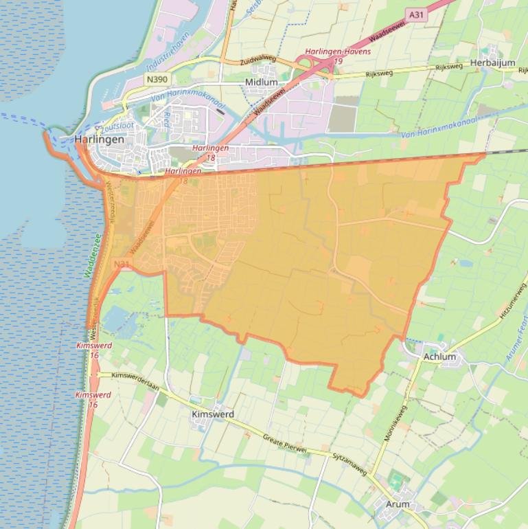 Kaart van postcodegebied 8862.