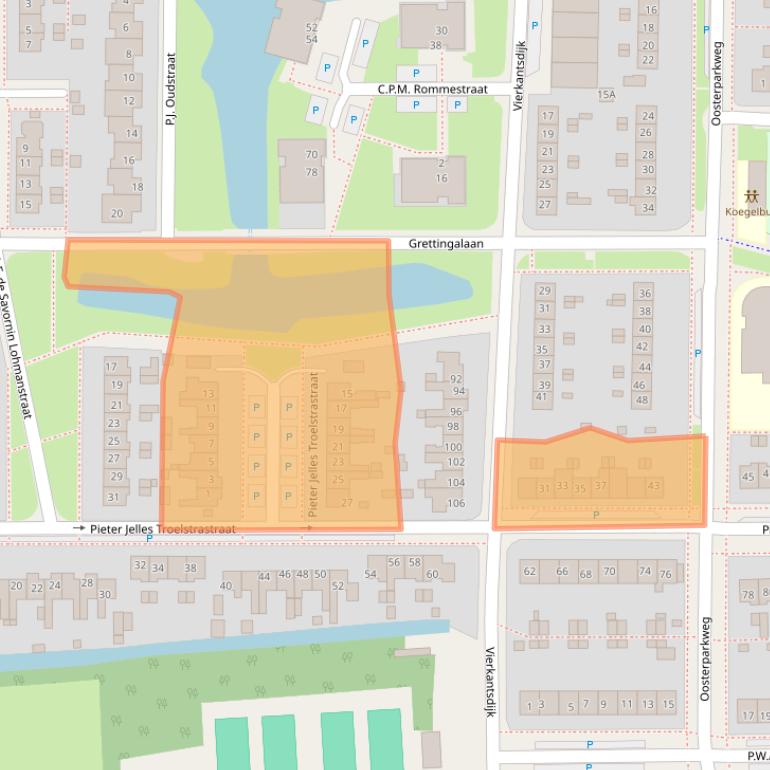 Kaart van postcodegebied 8862AM.