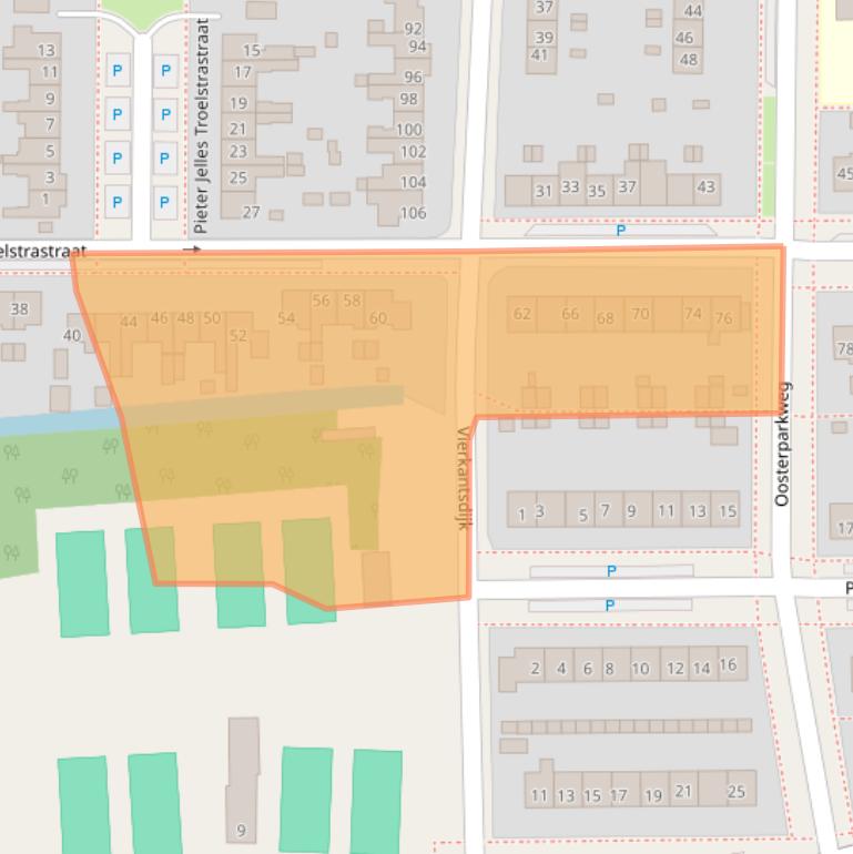 Kaart van postcodegebied 8862AS.