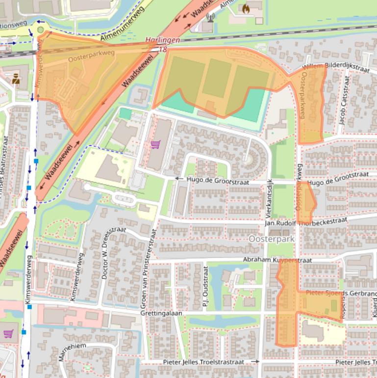 Kaart van postcodegebied 8862BA.