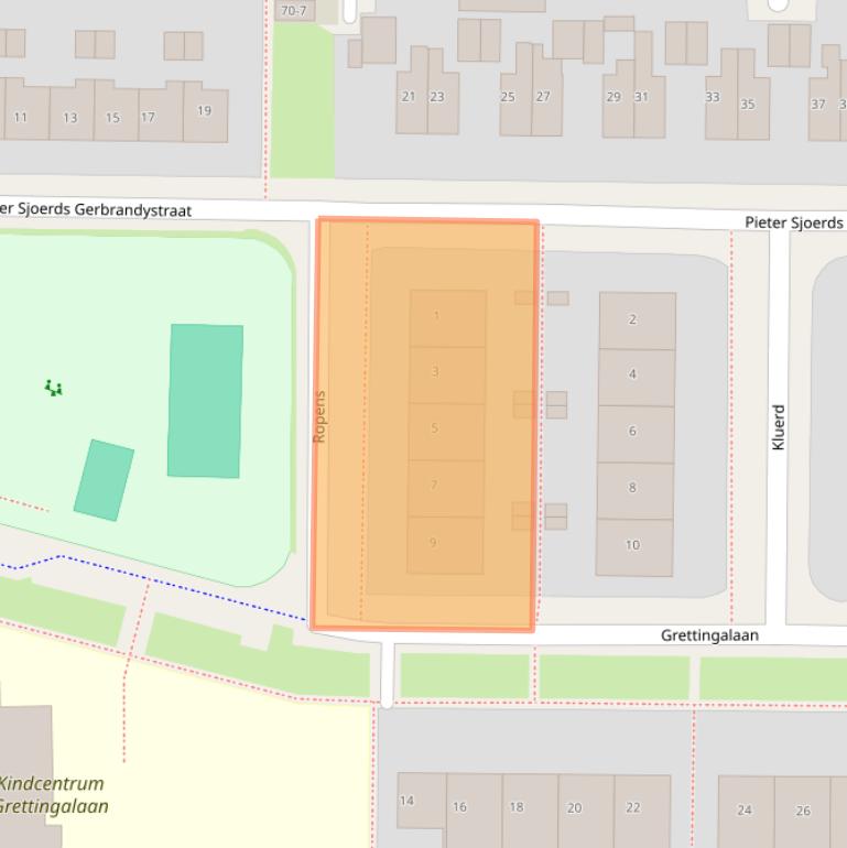 Kaart van postcodegebied 8862BR.
