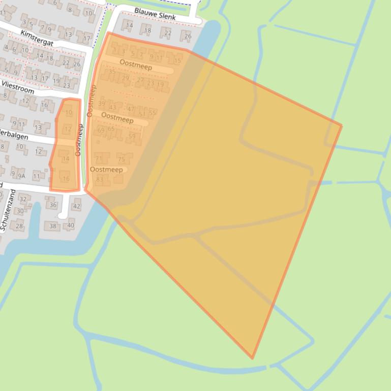 Kaart van postcodegebied 8862DS.