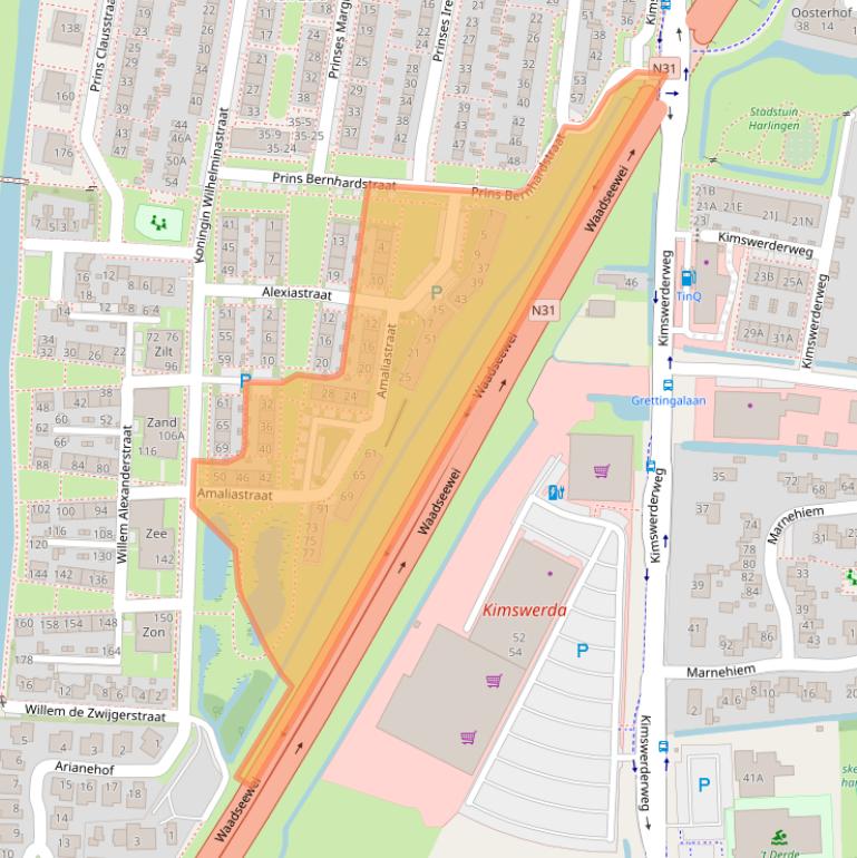 Kaart van postcodegebied 8862SC.