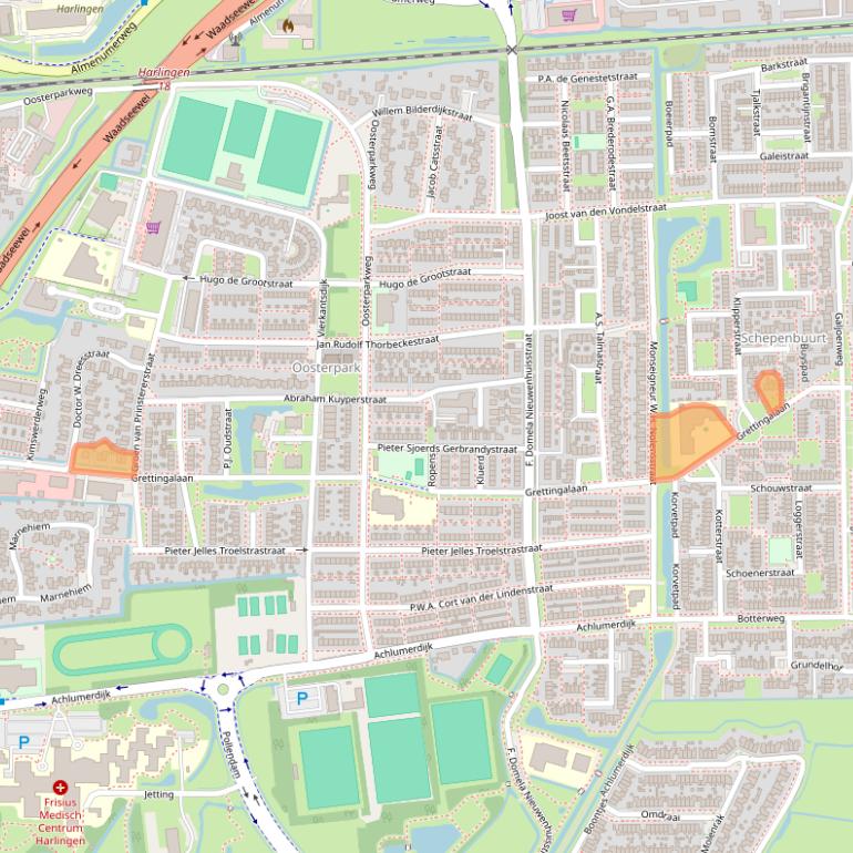 Kaart van postcodegebied 8862ZA.