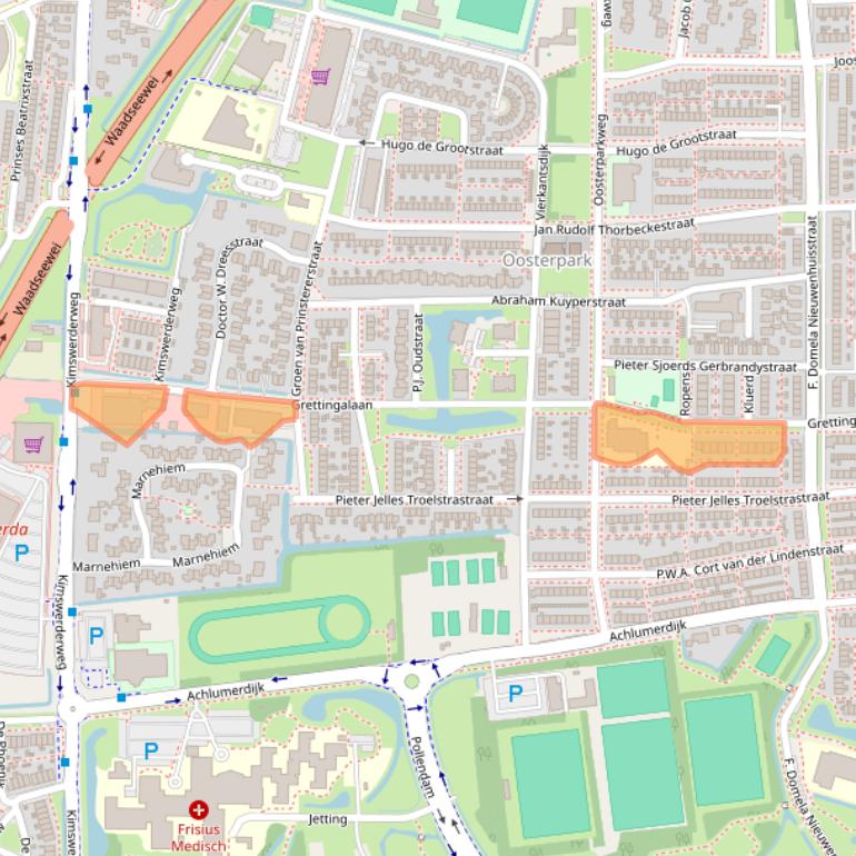 Kaart van postcodegebied 8862ZC.