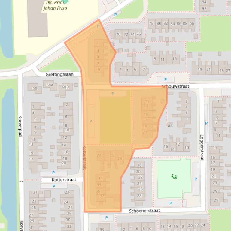 Kaart van postcodegebied 8862ZK.