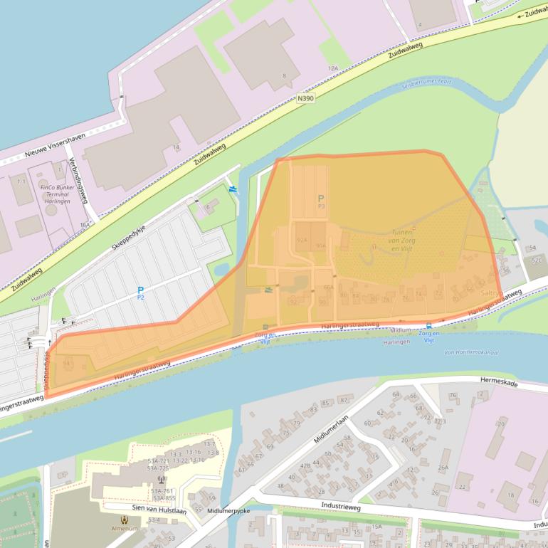 Kaart van postcodegebied 8872NC.