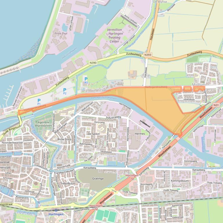 Kaart van postcodegebied 8872NE.